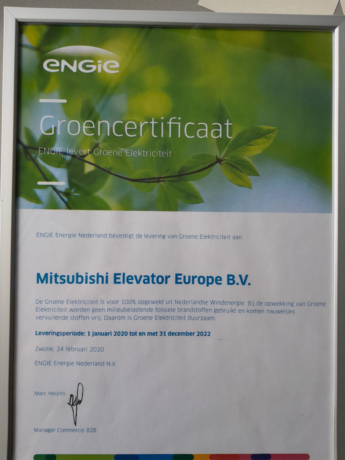 Groencertificaat Engie 2020-2022